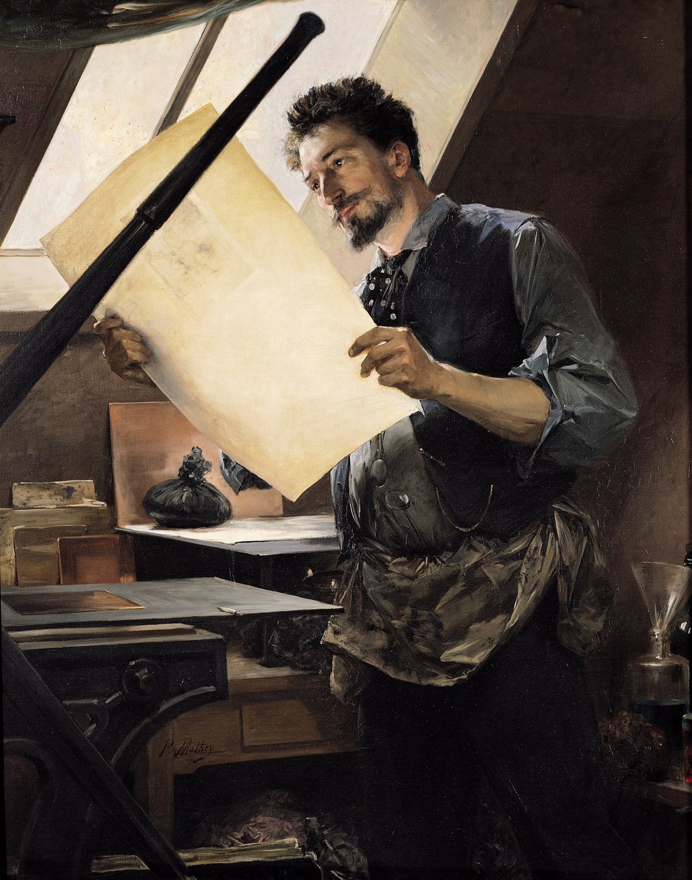 Felicien Rops nel suo studio da Paul Mathey