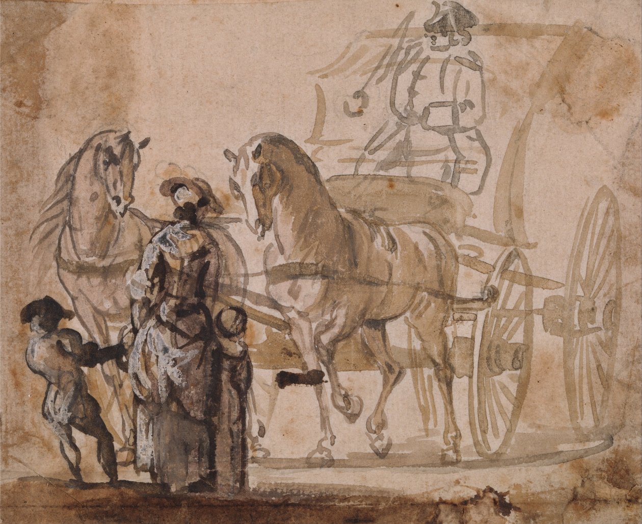 Carrozza e coppia di cavalli, con cocchiere da Paul Sandby