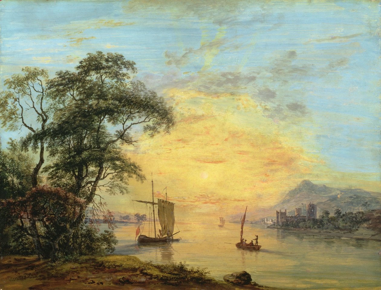 Paesaggio fluviale al tramonto gallese, c.1775-1800 da Paul Sandby