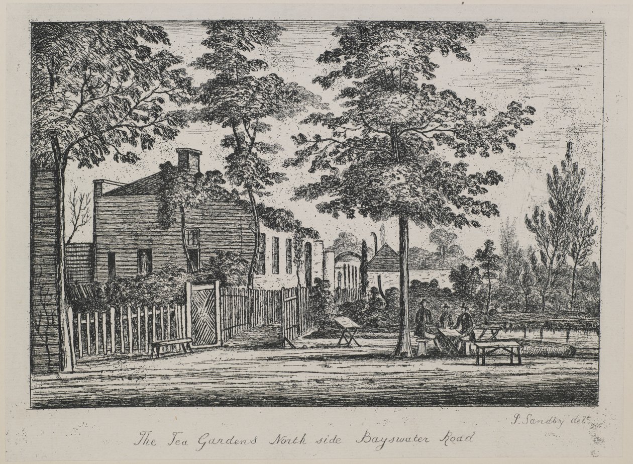 I giardini del tè, lato nord di Bayswater Road, c.1780 da Paul Sandby