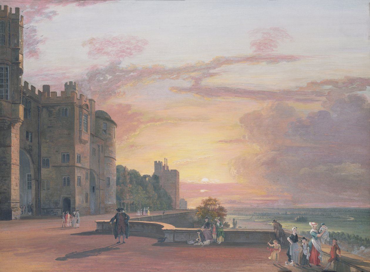 Castello di Windsor: terrazza nord che guarda a ovest al tramonto da Paul Sandby