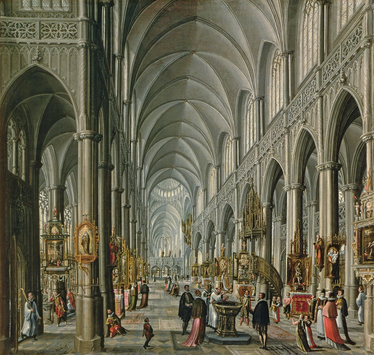 Interno di una chiesa gotica, 1596-97 da Paul Vredeman de Vries
