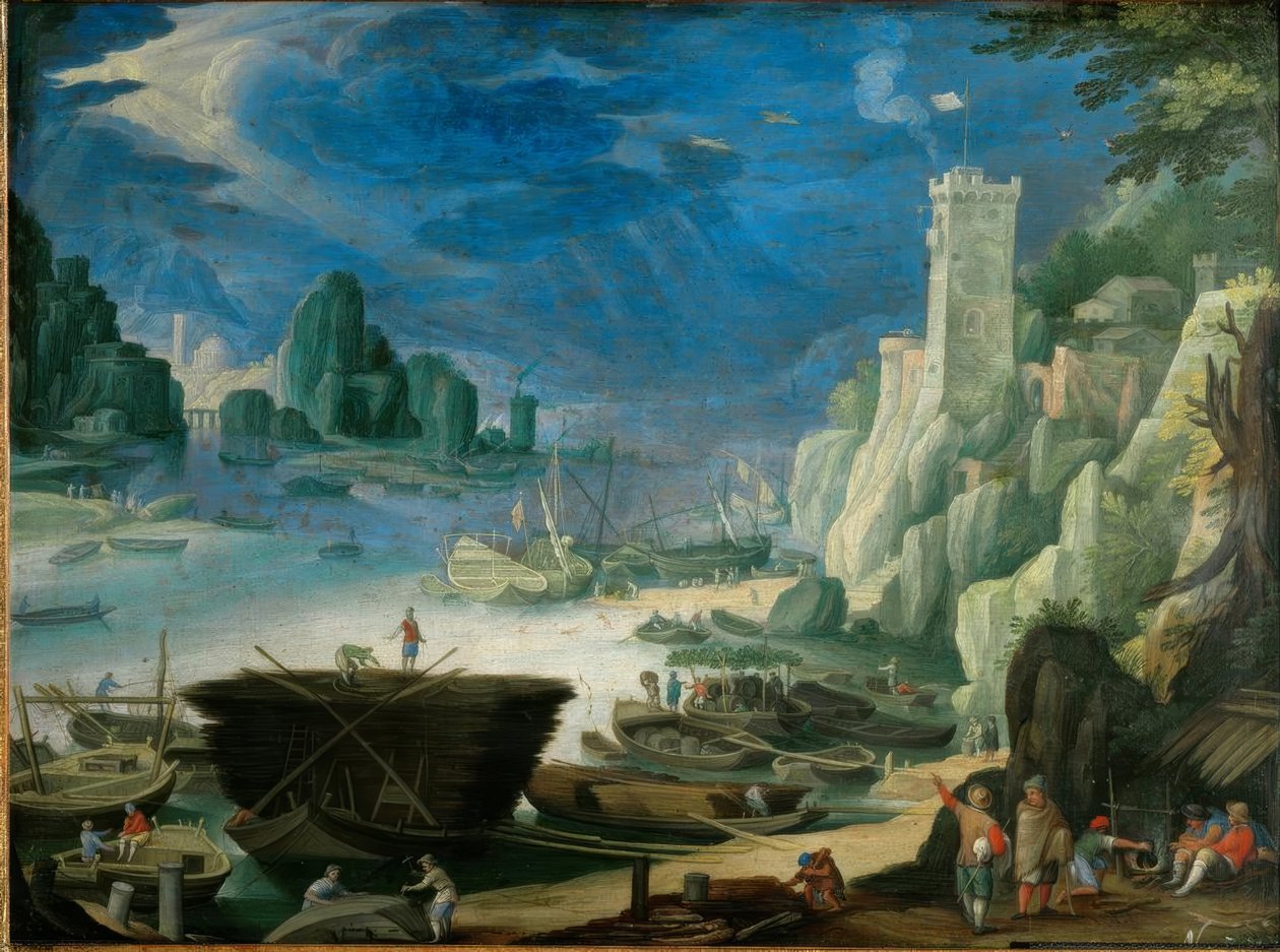 Paesaggio Portuale Notturno con Faro da Paul Bril