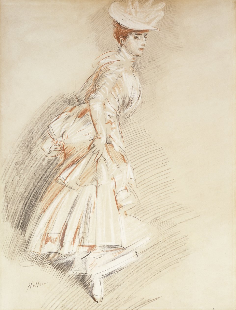 Una signora elegante, in piedi a figura intera da Paul Cesar Helleu