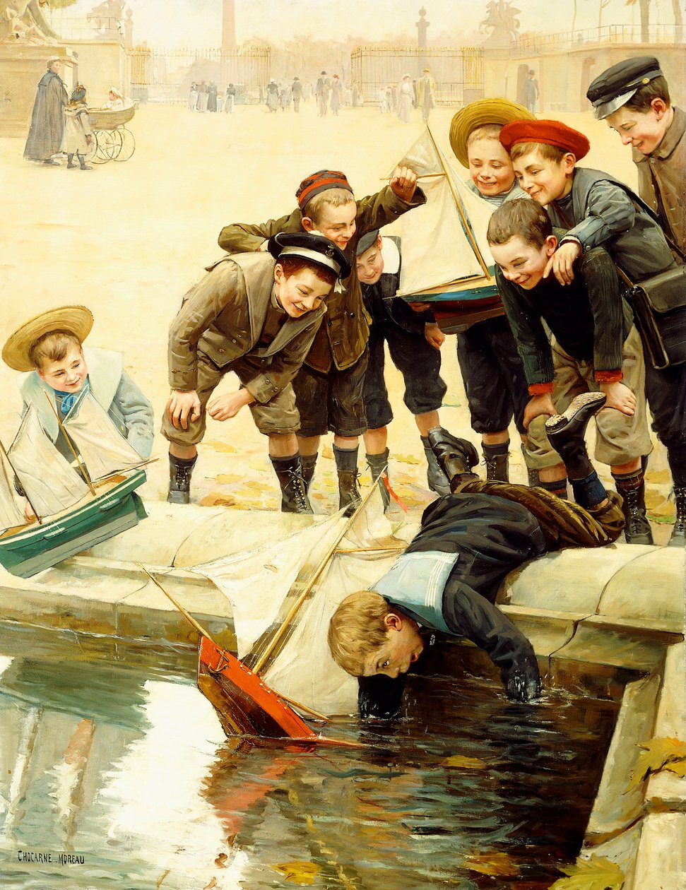 Ragazzi e le loro barche a vela da Paul Charles Chocarne Moreau