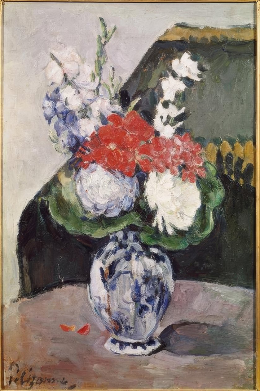 Bouquet con piccolo Delft da Paul Cézanne