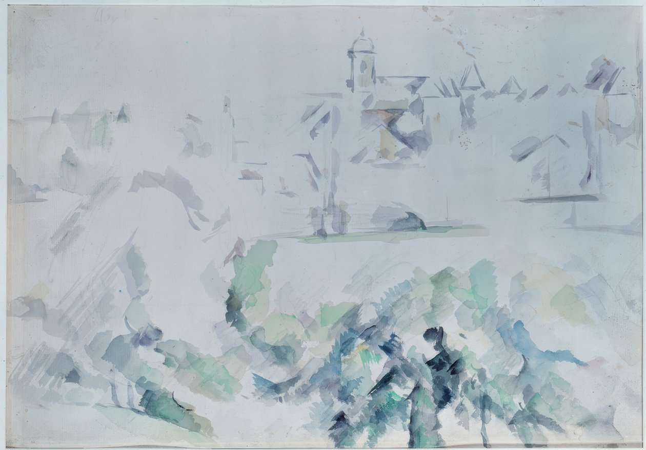 Chiesa e alberi da Paul Cézanne