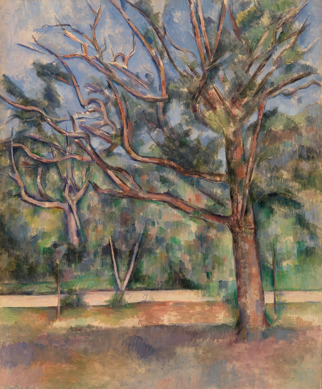 Alberi e strada da Paul Cézanne