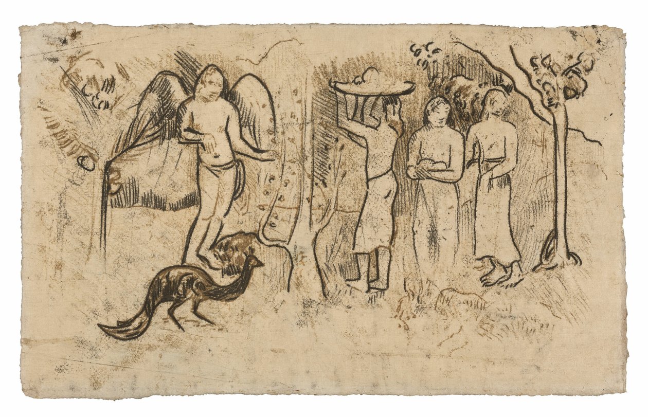 Angelo, pavone e tre tahitiane da Paul Gauguin