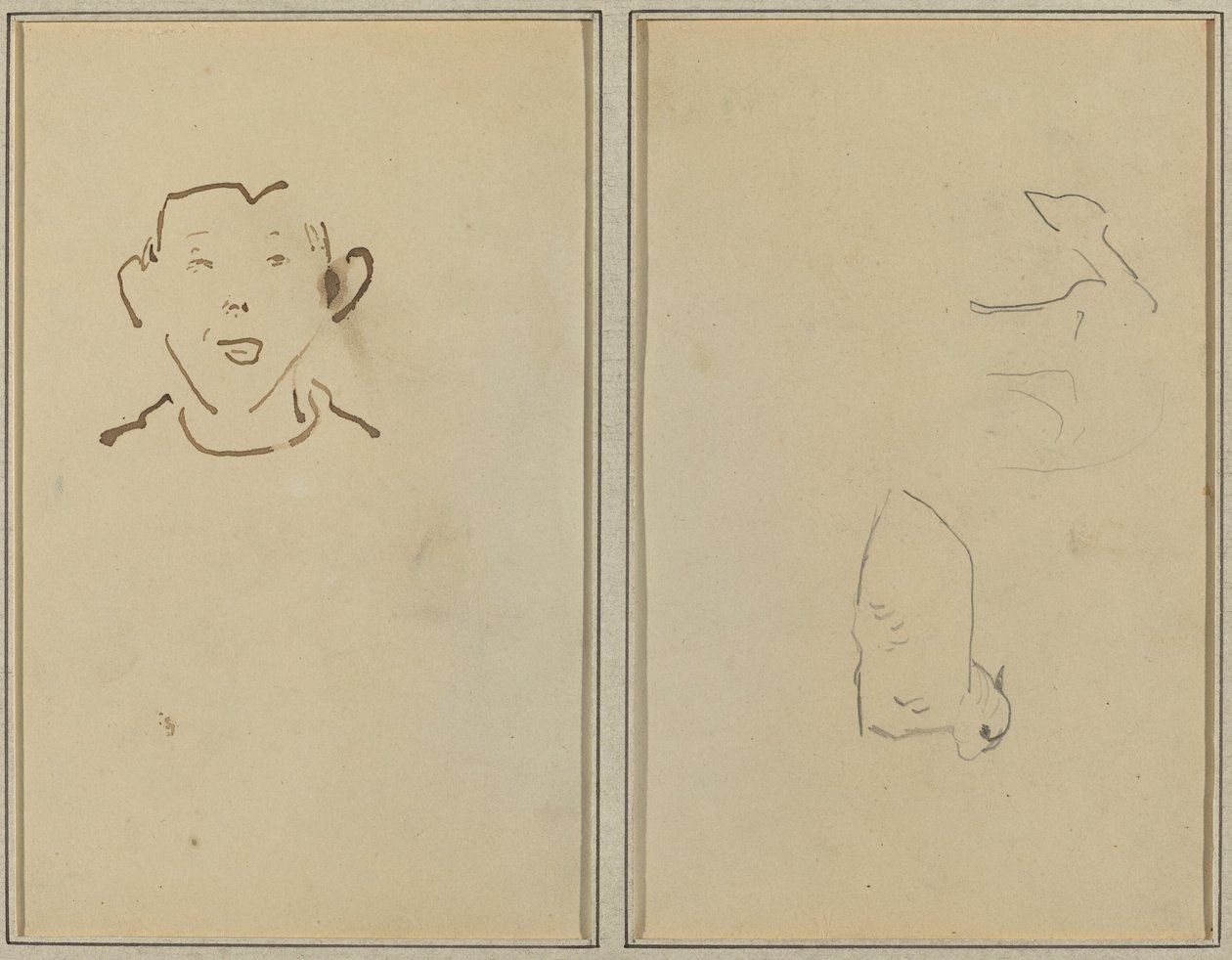 Volto di ragazzo; Due pecore (verso) da Paul Gauguin