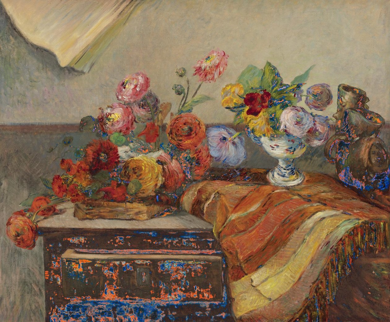 Francese: Bouquet e ceramiche su una cassettiera da Paul Gauguin