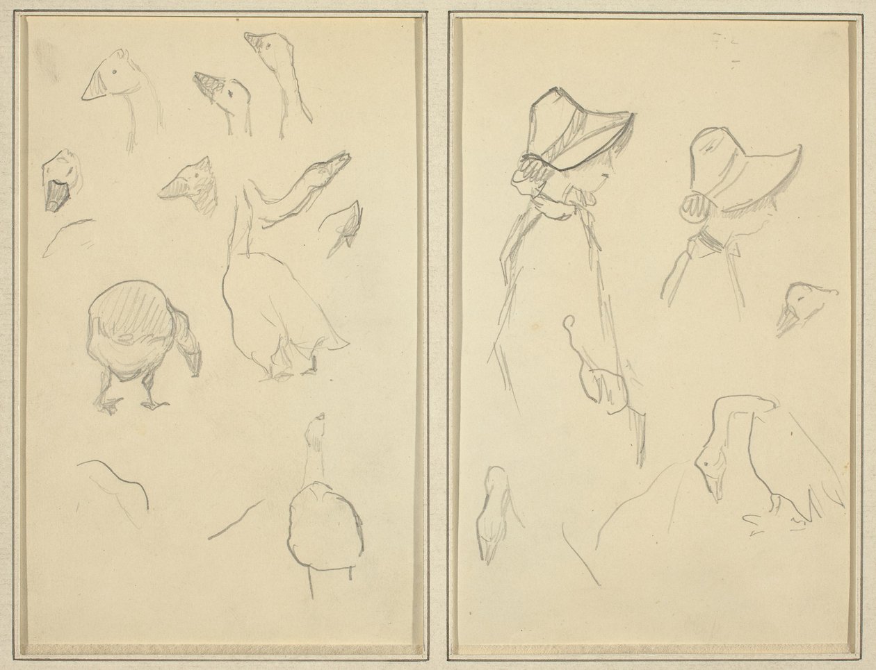 Oche; Ragazze con Cappelli, Oche [recto] da Paul Gauguin