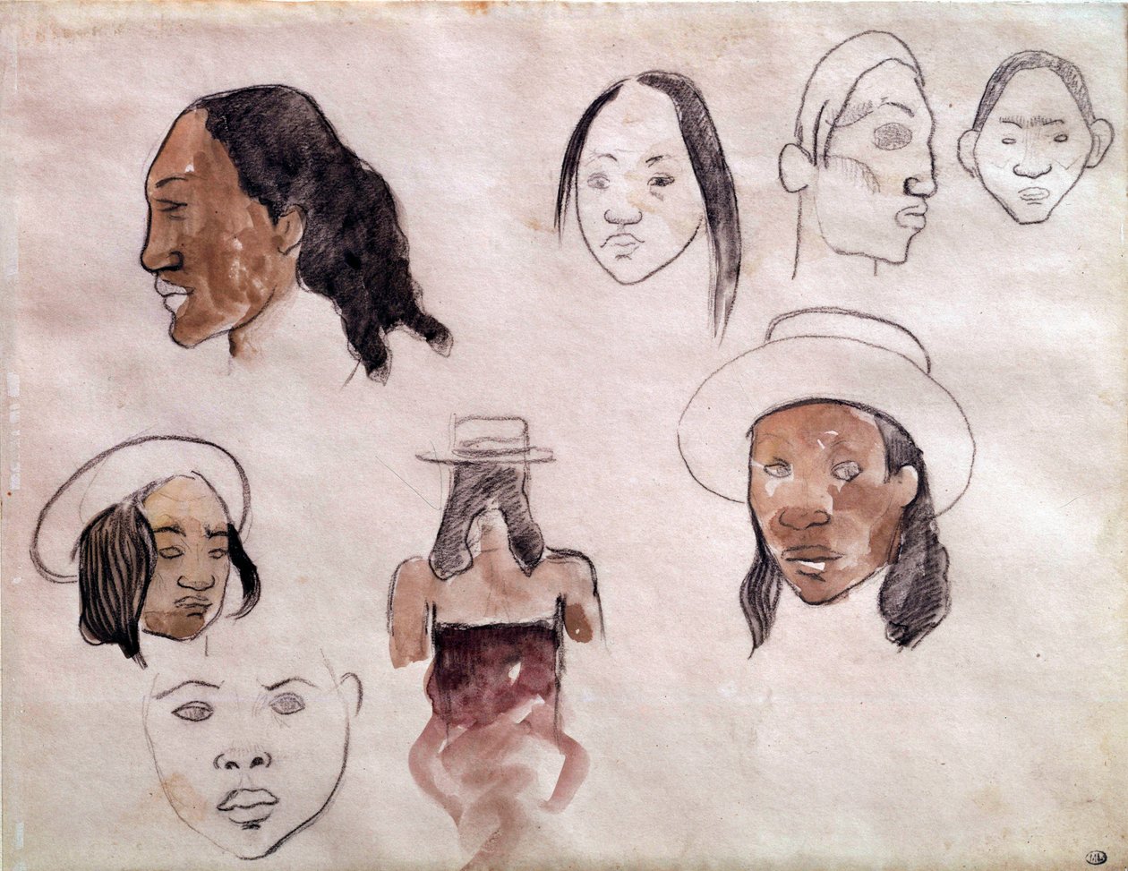 Teste tahitiane (acquerello di Paul Gauguin) da Paul Gauguin