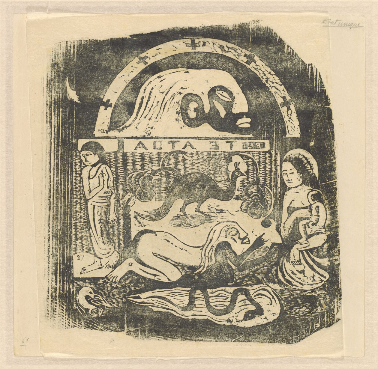 Te Atua (Gli Dei) Piccola tavola [recto] da Paul Gauguin