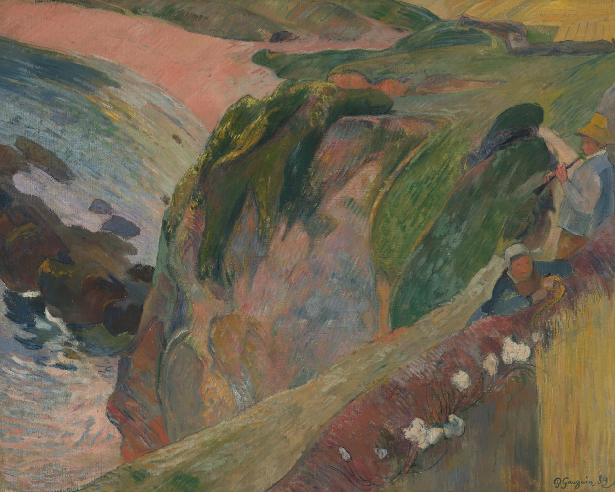 Il suonatore di flauto sulla scogliera da Paul Gauguin