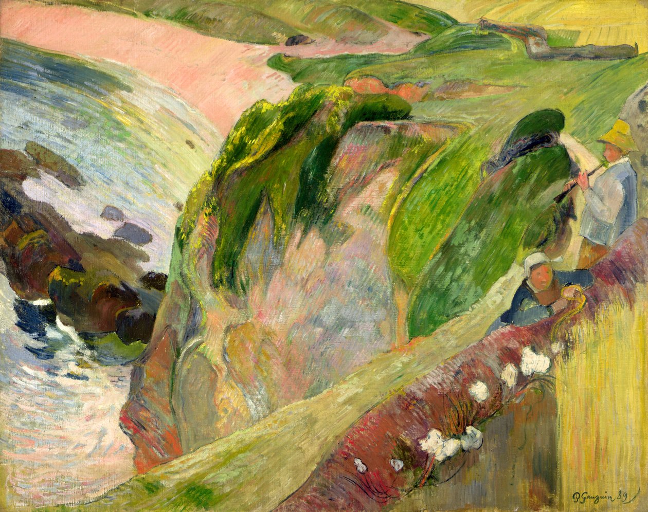Il suonatore di flauto sulla scogliera da Paul Gauguin