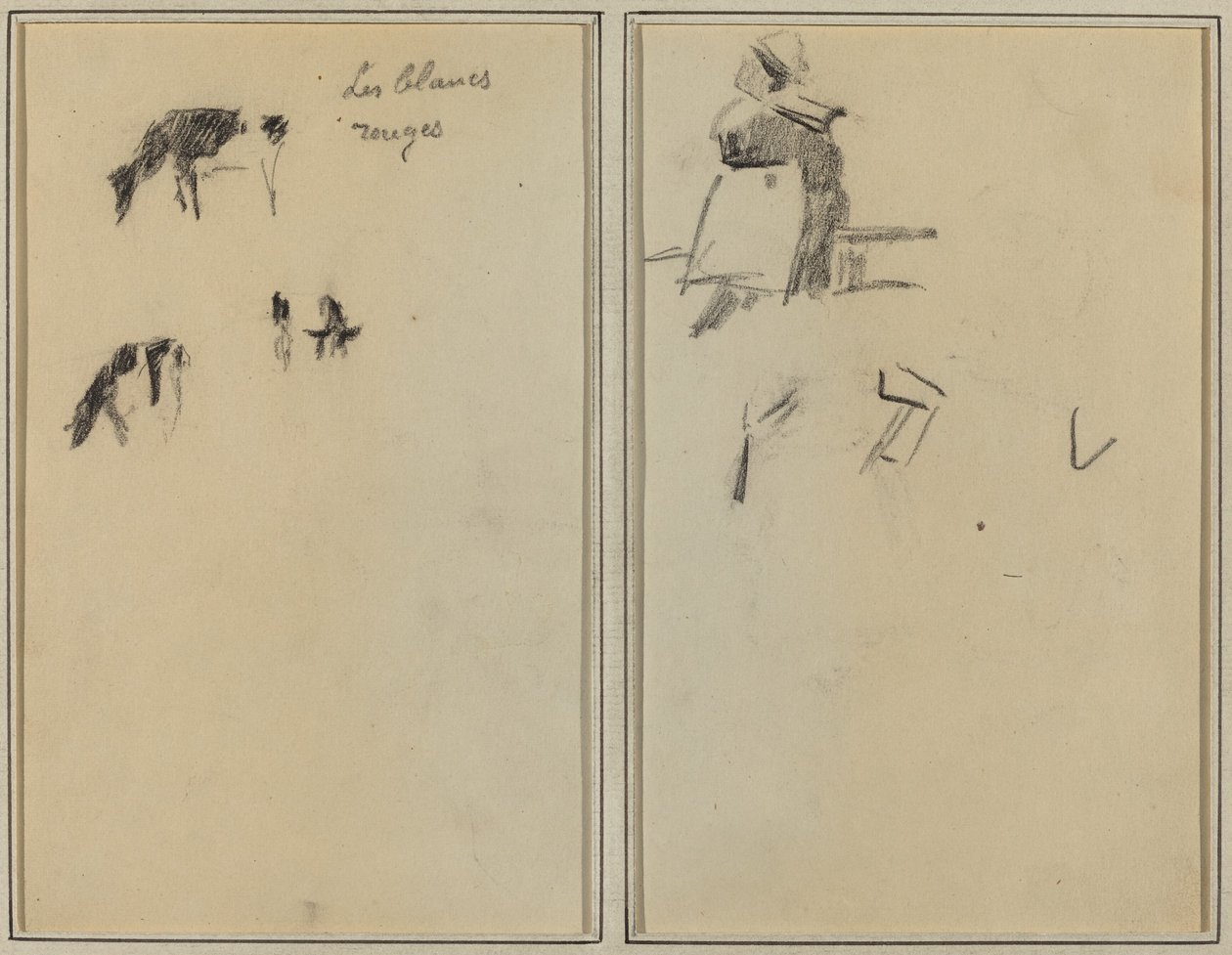 Due mucche; Una donna bretone seduta [verso] da Paul Gauguin
