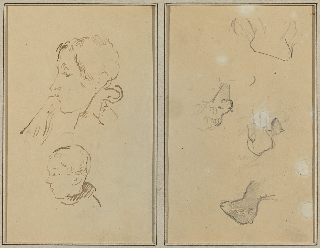 Due teste; studi di pecore (recto) da Paul Gauguin