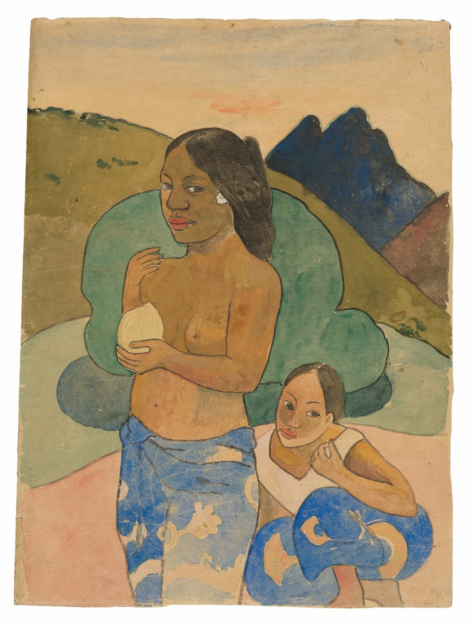 Due donne tahitiane in un paesaggio da Paul Gauguin
