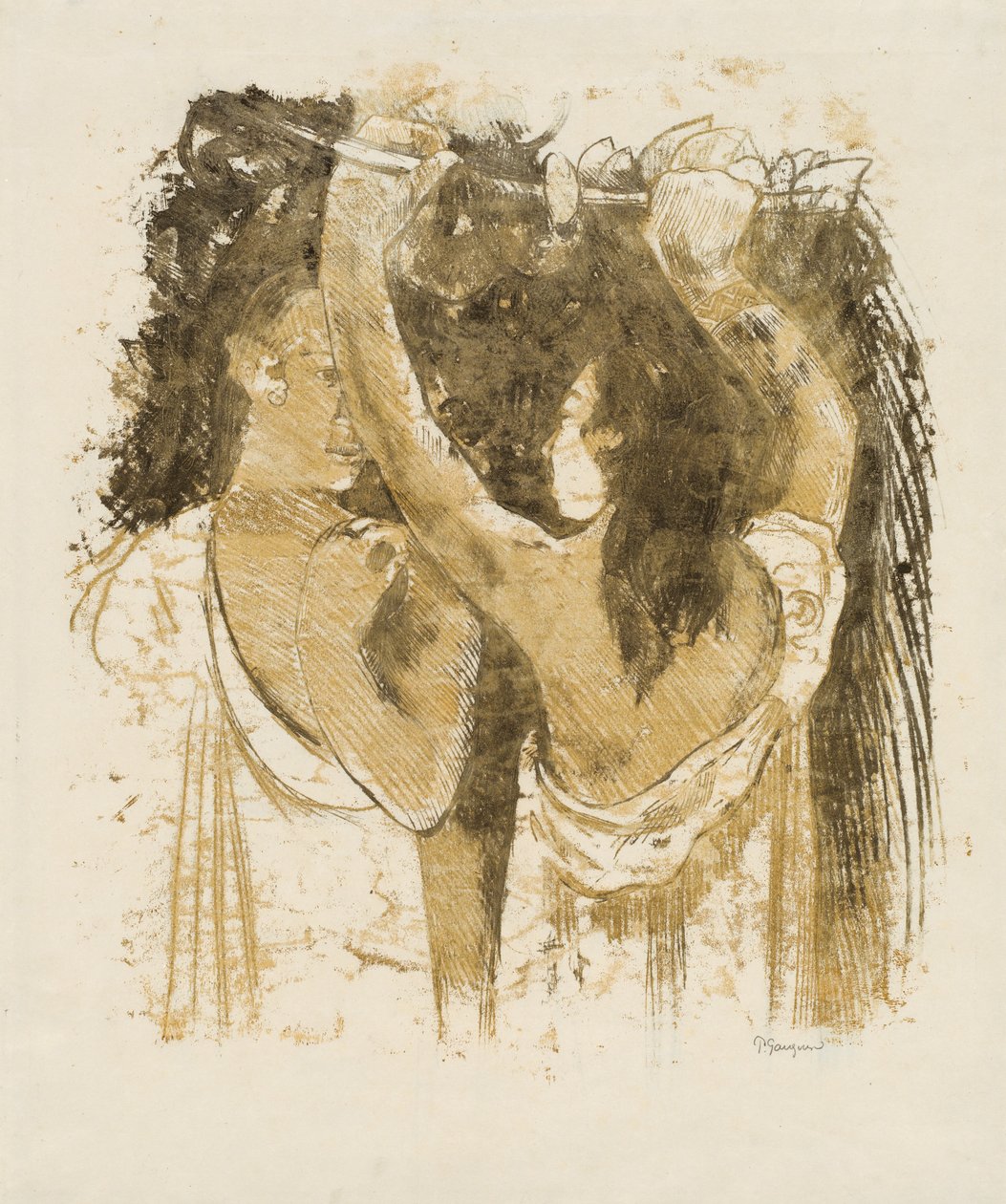 Due tahitiani che raccolgono frutta [recto] da Paul Gauguin