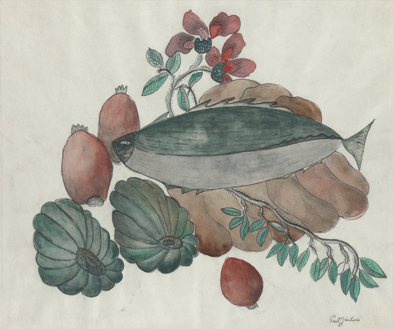 Natura morta: pesci, fiori e verdure da Paul Gaulois