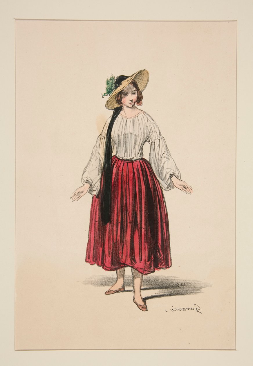 Pastorella. Cappello di paglia ornato di velluto. da Paul Gavarni