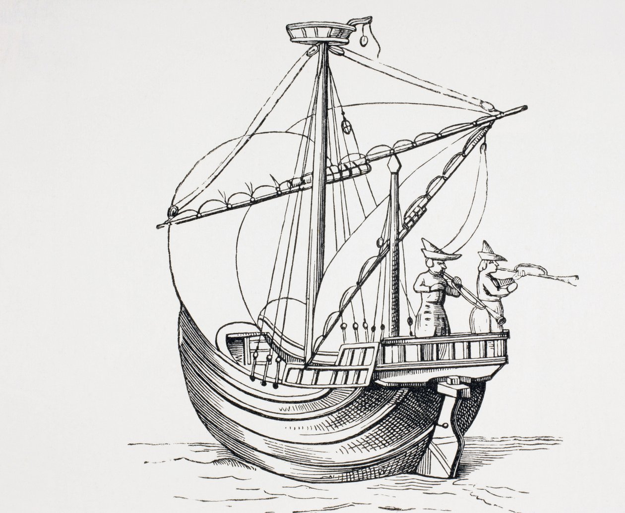 Una nave a vela del XV secolo. da Paul Lacroix