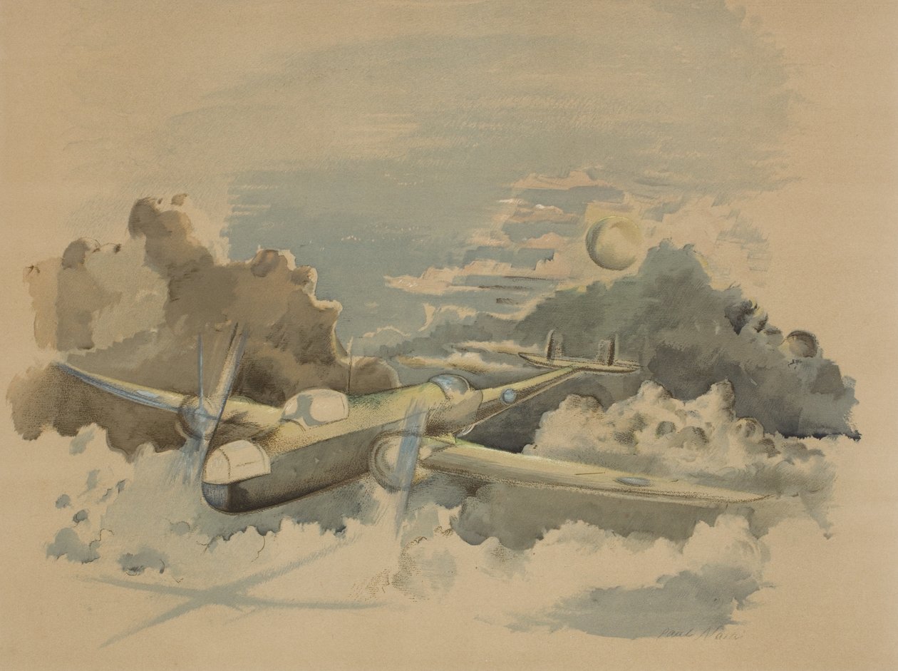 Viaggio al chiaro di luna, Hampden in volo sopra le nuvole da Paul Nash