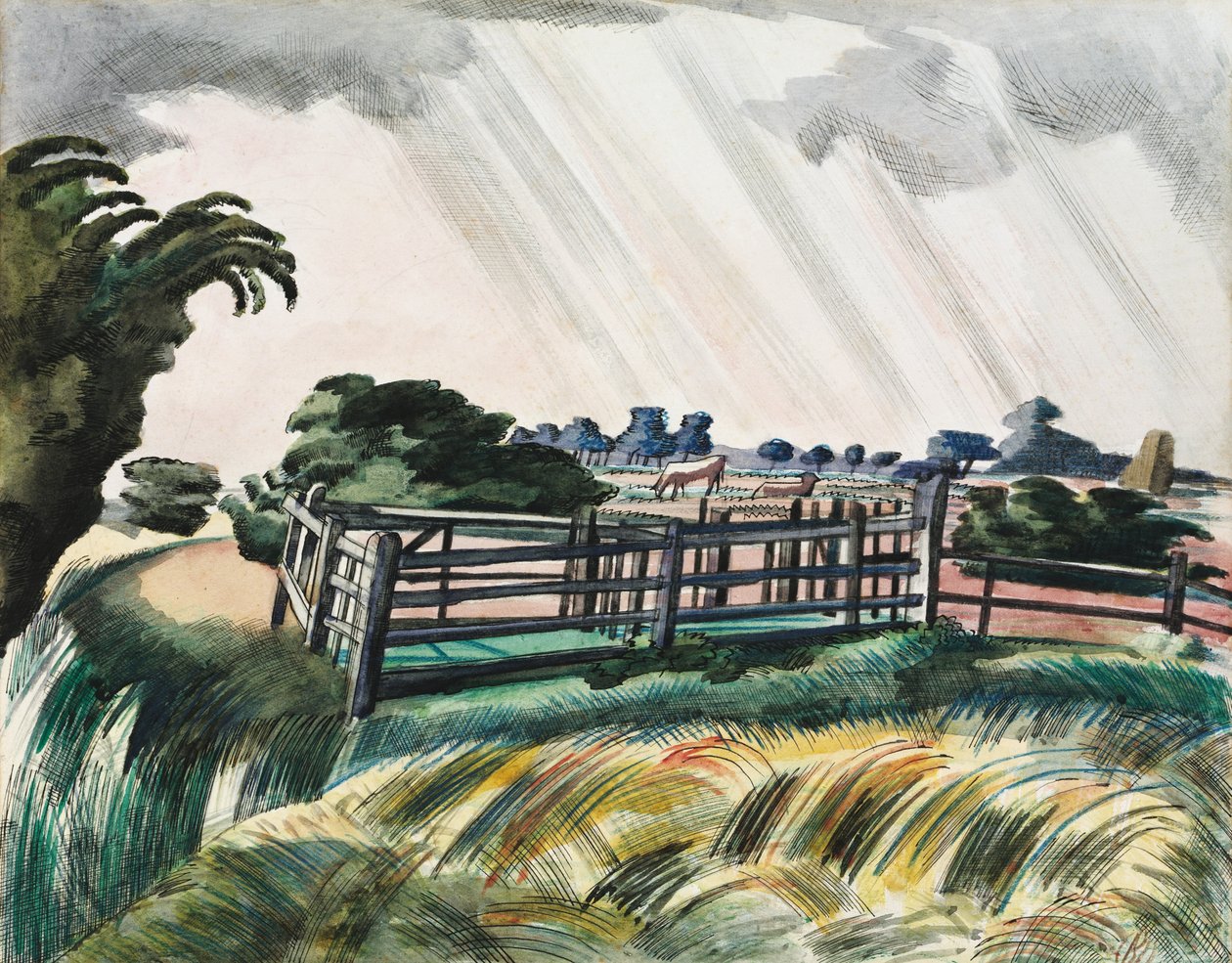 Recinto per pecore, Romney Marsh da Paul Nash
