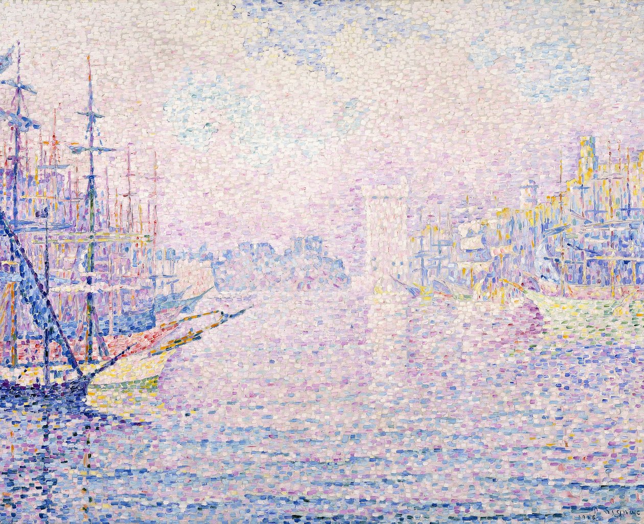 Porto di Marsiglia, nebbia mattutina, 1906 da Paul Signac