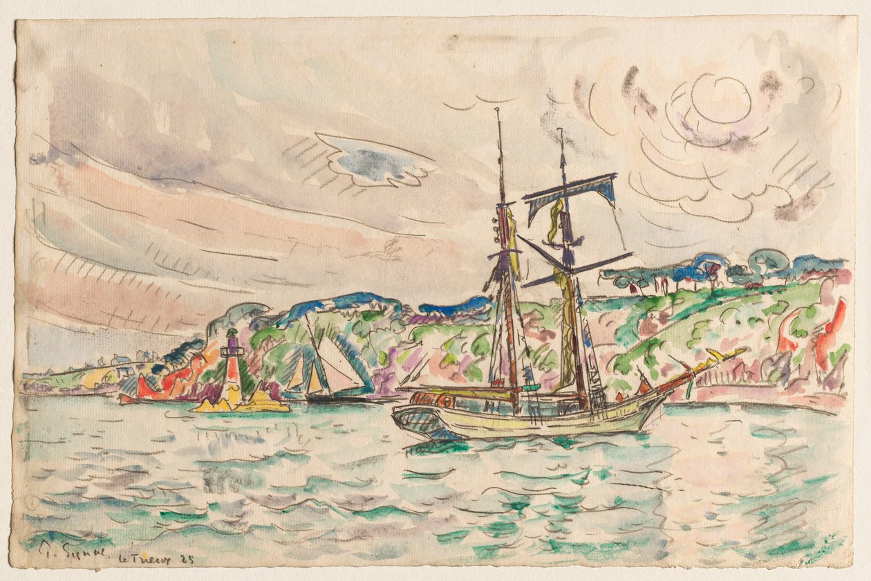 Navi vicino al fiume Trieux da Paul Signac