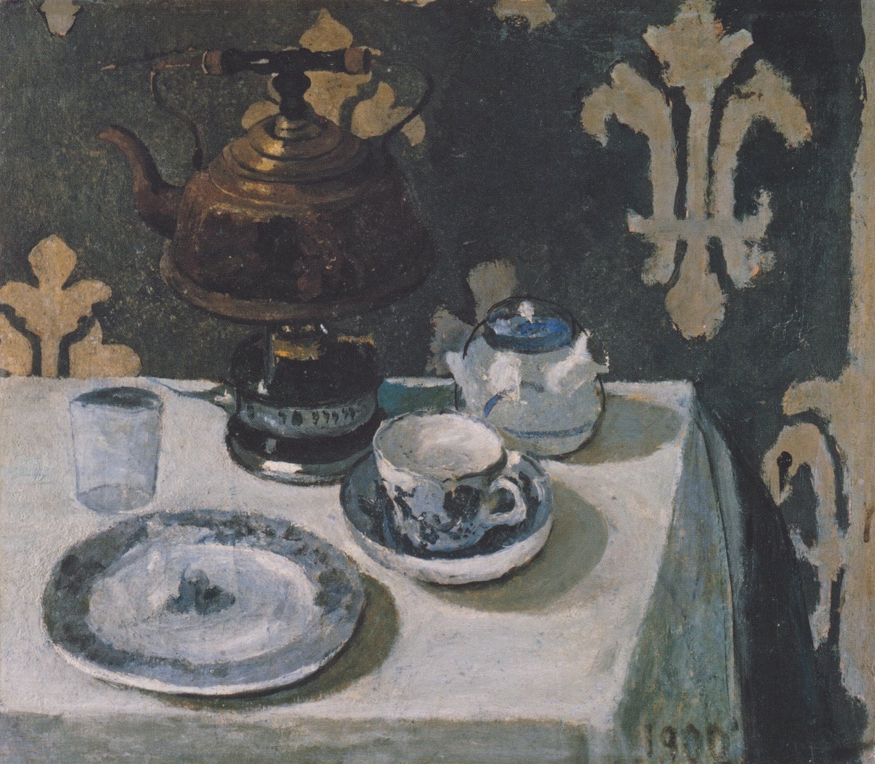 Natura morta con porcellana blu e bianca e teiera da Paula Modersohn Becker