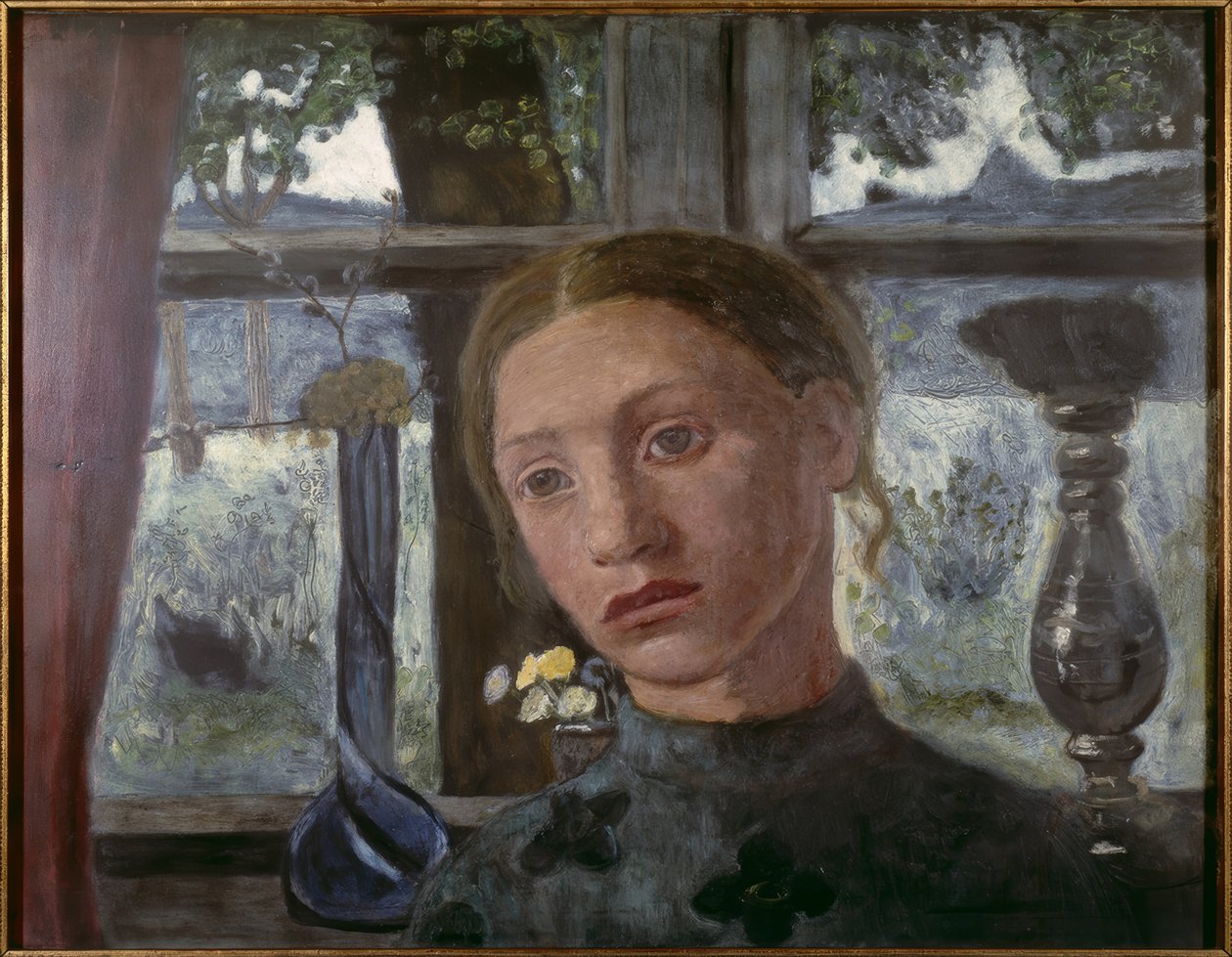 Testa di ragazza davanti a una finestra da Paula Modersohn Becker