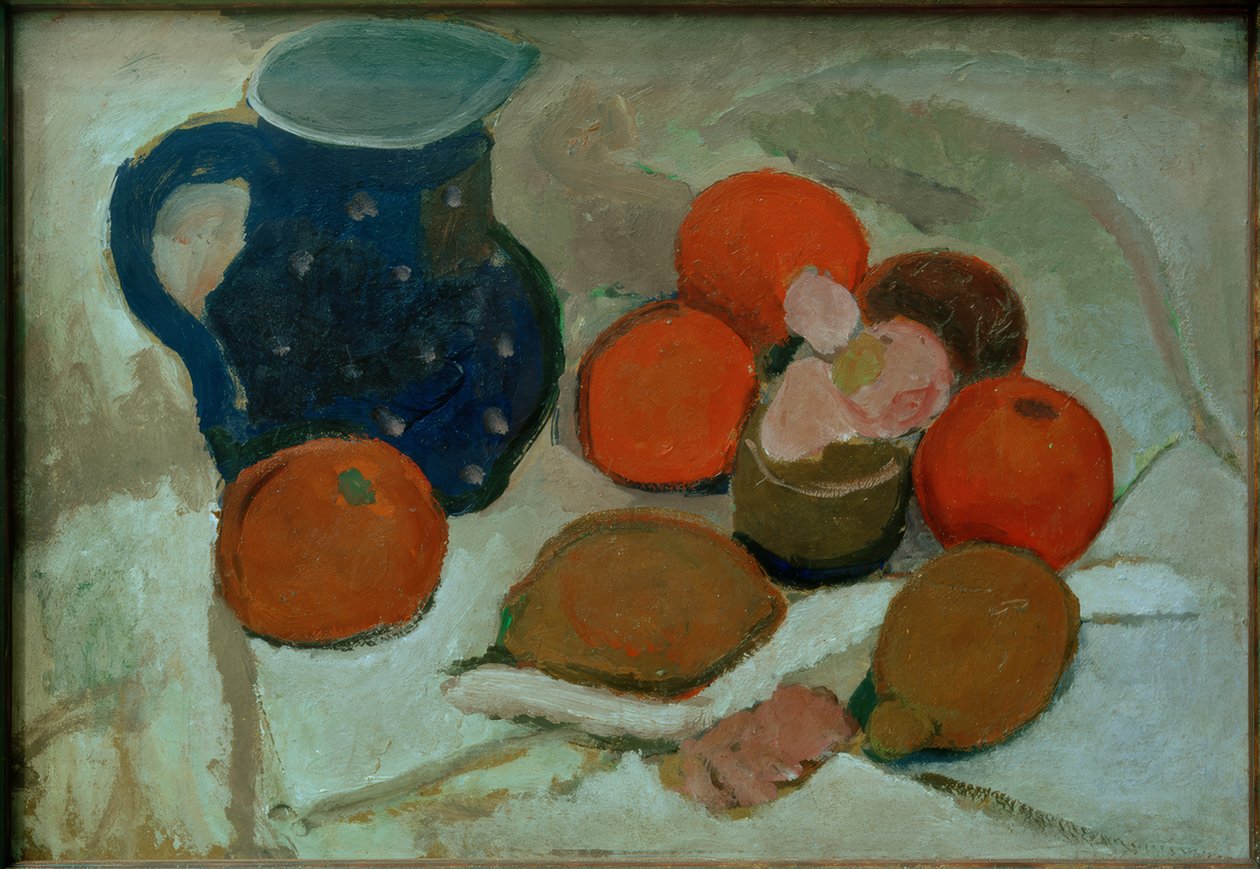 Natura morta con brocca blu a pois bianchi (II) da Paula Modersohn Becker