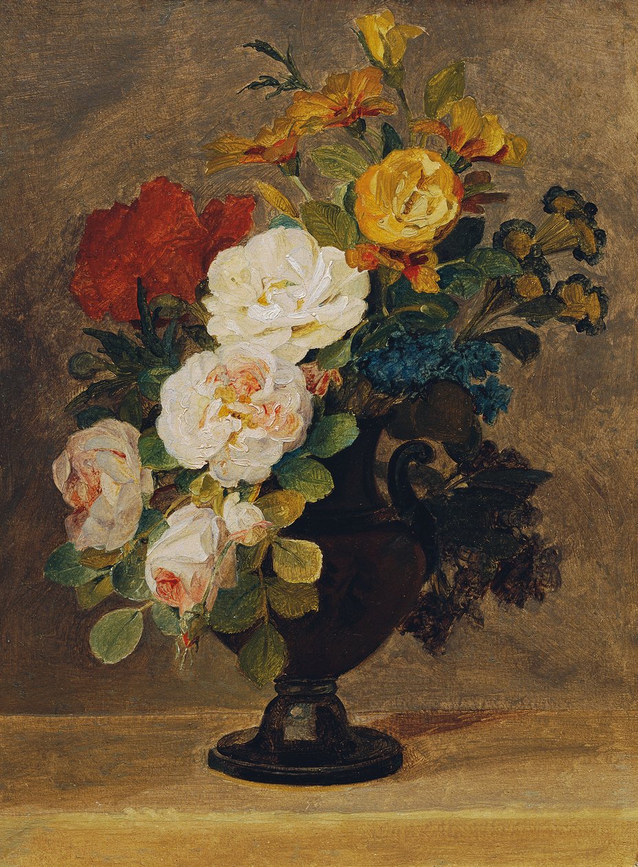 Bouquet di fiori in vaso antico da Pauline von Koudelka Schmerling