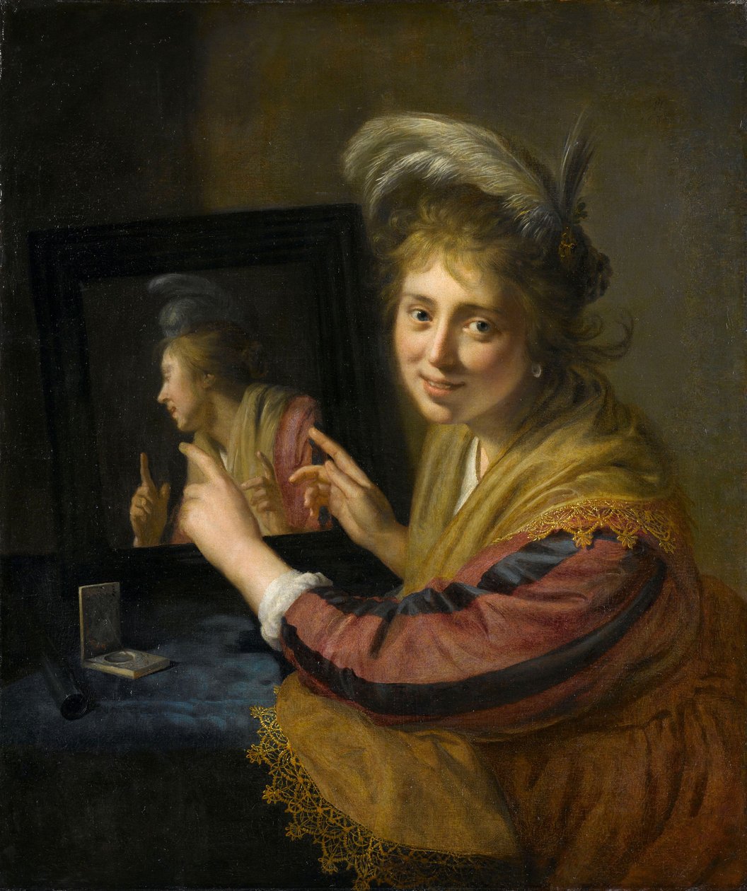 Ragazza allo specchio, 1632 da Paulus Moreelse