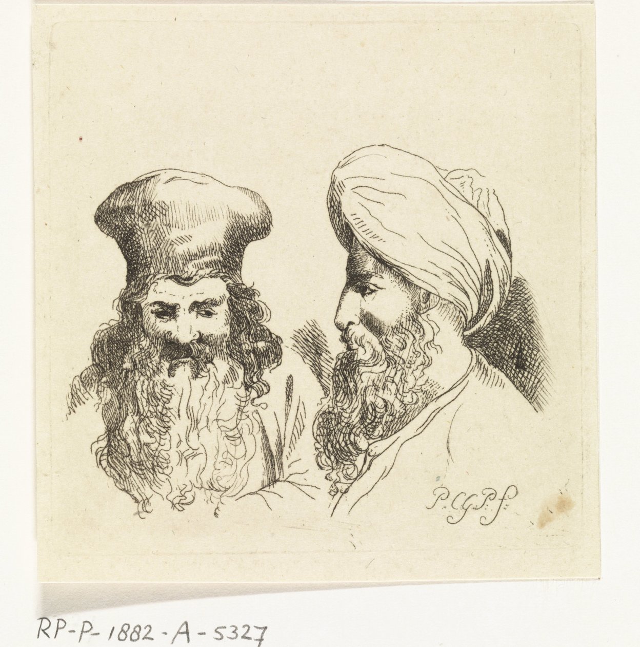 Due teste di uomini con turbante da Paulus Charles Gerard Poelman