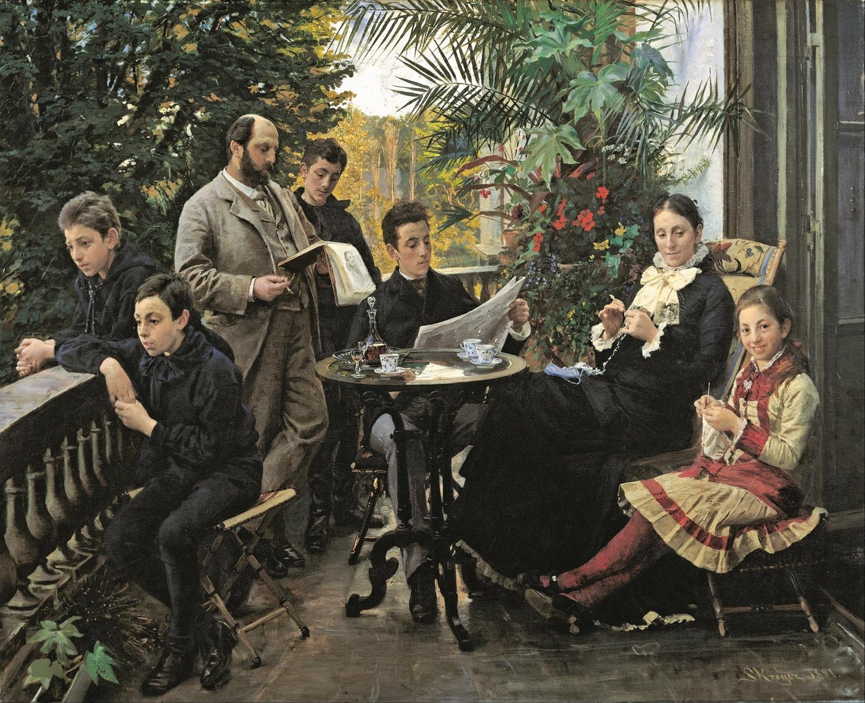 Ritratto della famiglia Hirschsprung. Da sinistra Ivar, Aage, Heinrich, Oscar, Robert, Pauline e Ell... da Peder Severin Krøyer
