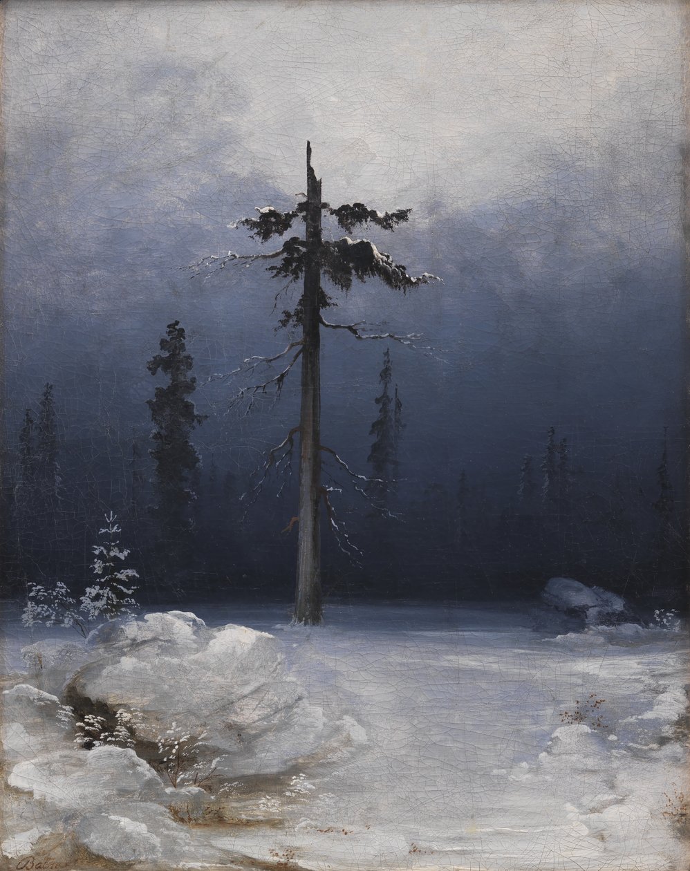 Albero in una foresta invernale da Peder Balke