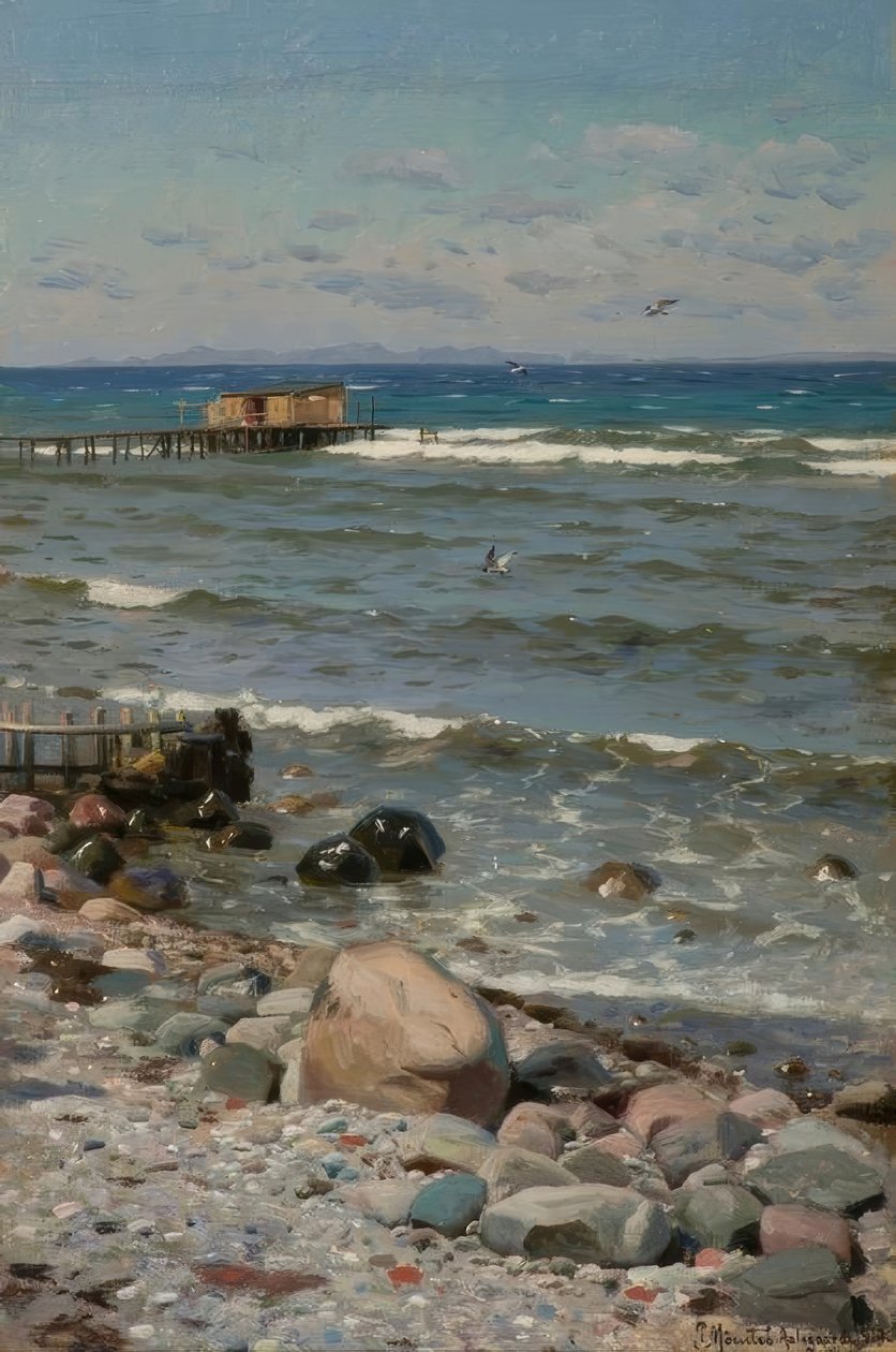 P. Mønsted, Sulla spiaggia da Peder Monsted