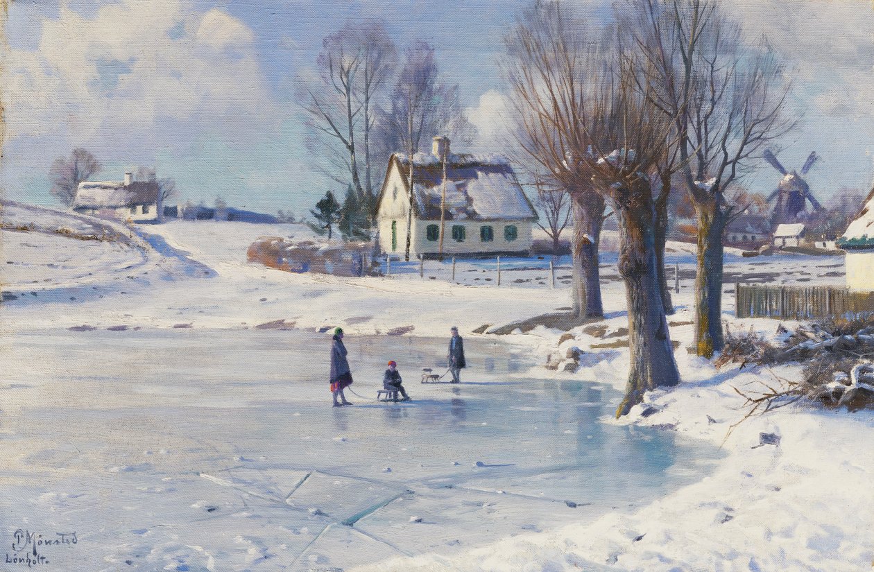 Slittare su uno stagno ghiacciato da Peder Monsted