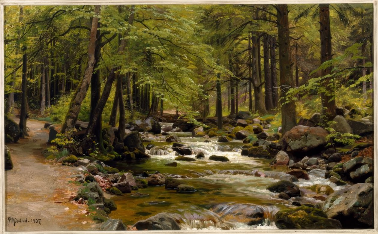 Ruscello nel bosco in primavera da Peder Monsted