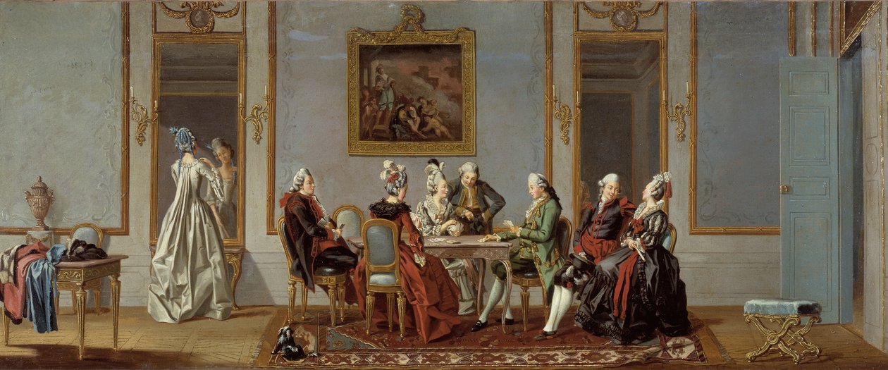 Interno in stile gustaviano con giocatori di carte da Pehr Hilleström