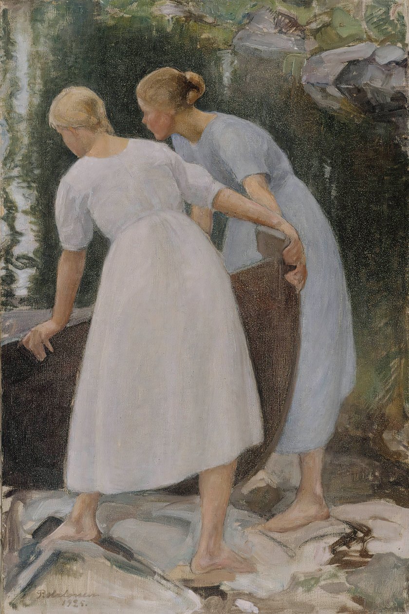 Ragazze che spingono una barca, 1925 da Pekka Halonen