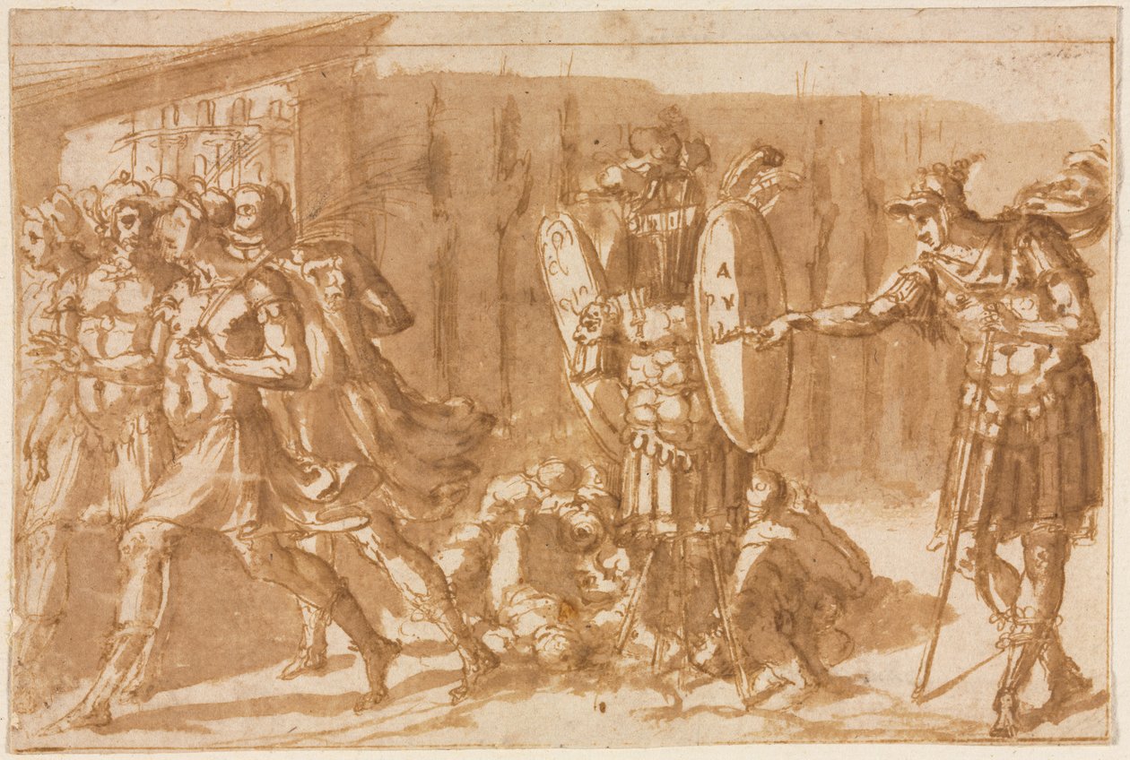 Soldati vittoriosi con trofeo, 1550s da Pellegrino Tibaldi
