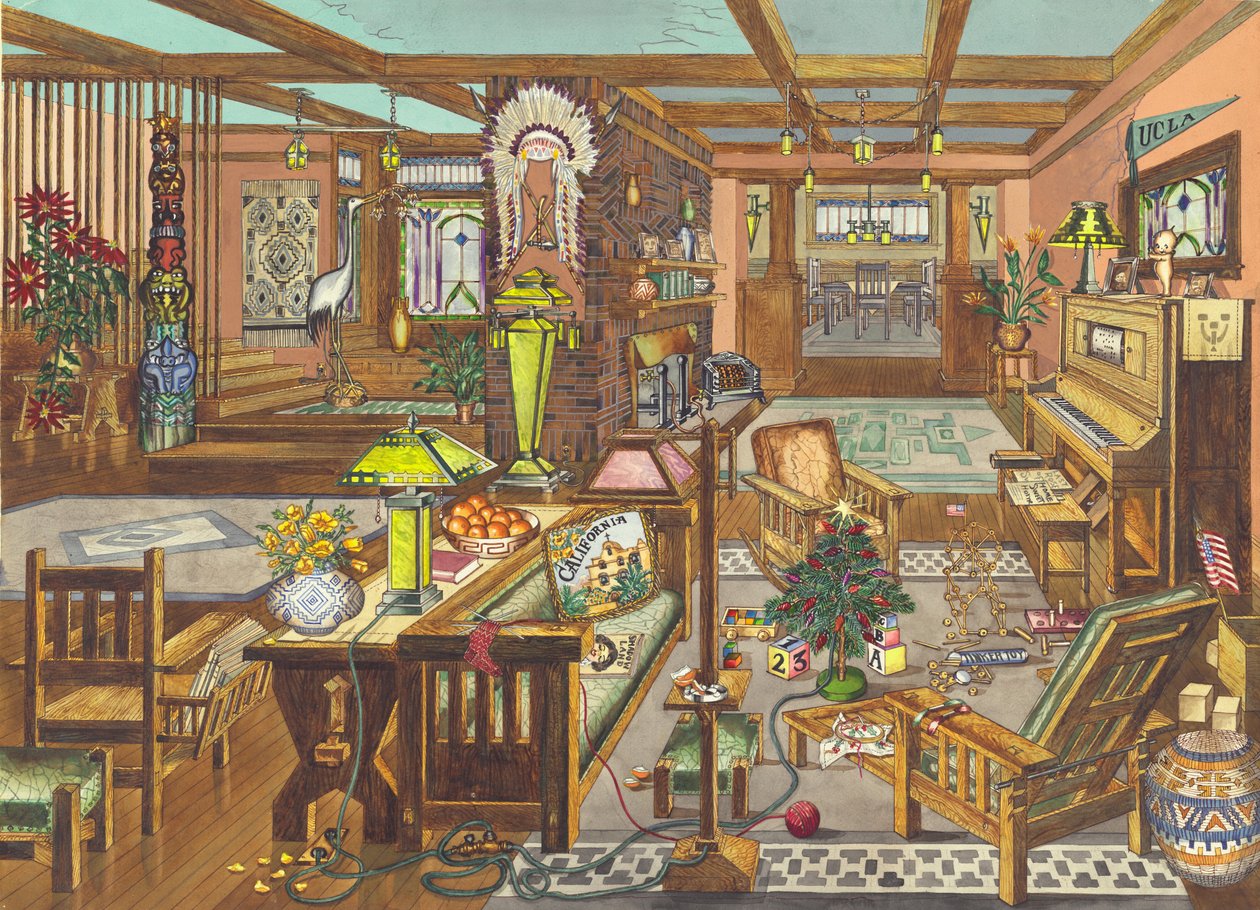 Interno in stile missione californiana, 1946 da Perkins Harnly
