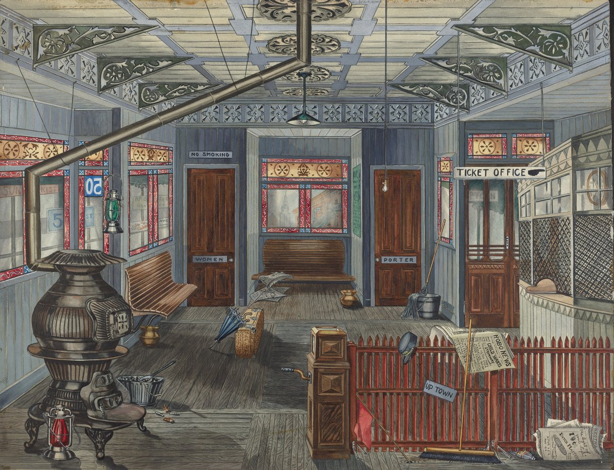 Interno della stazione El, 1935-1942 da Perkins Harnly