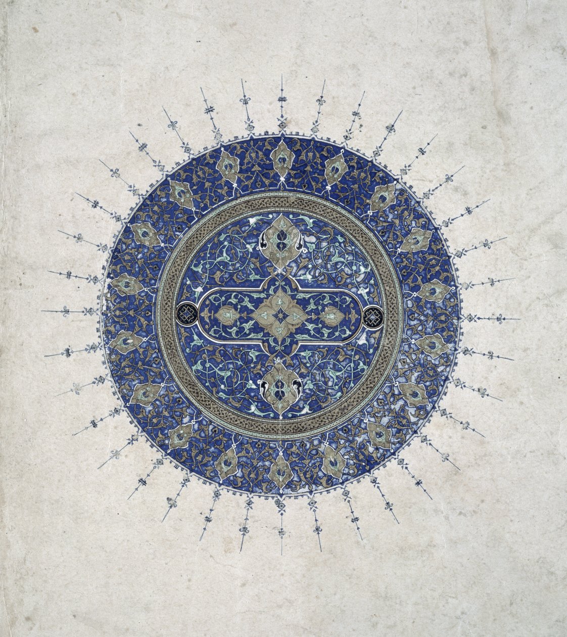 Una shamsa, o piccolo sole, da una traduzione persiana degli Annali degli Apostoli e dei Re originariamente scritti da Tabari (c.839-923) in arabo, 1470 da Persian School