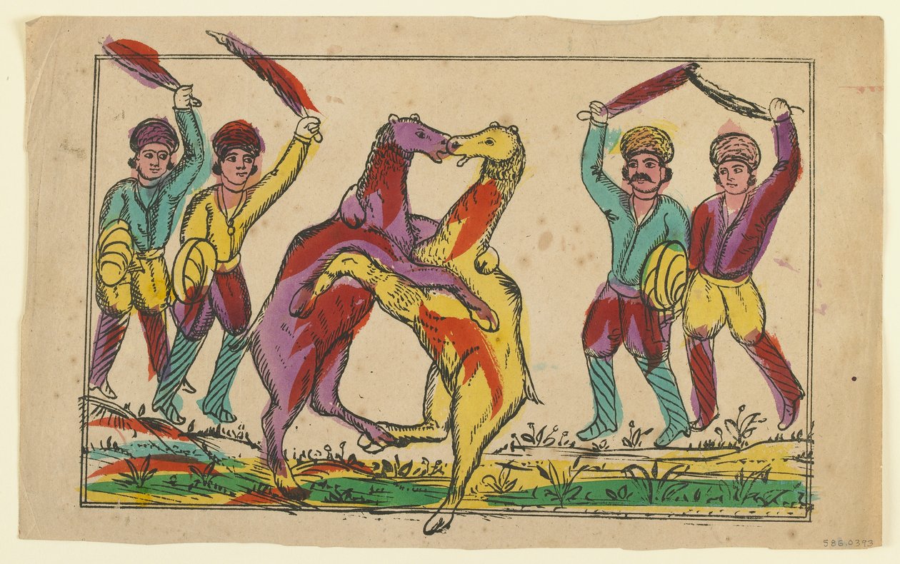 Combattimento di cammelli, fine XIX secolo da Persian School