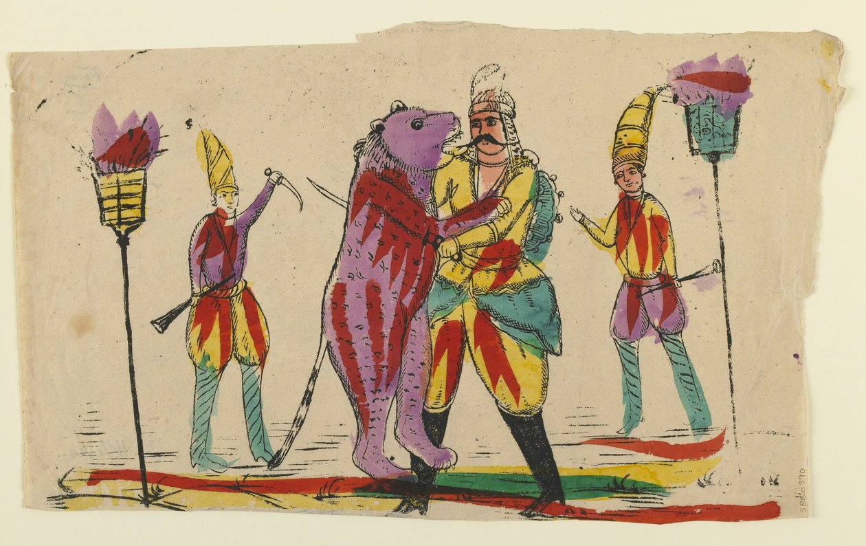 Uomo che combatte un orso, fine XIX secolo da Persian School